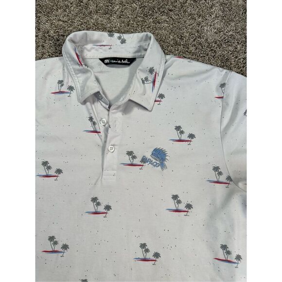 Travis Mathew Men's L Rally Time Golf Polo Performance White Palm Tree Print - Picture 4 of 10
